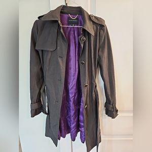 Banana Republic Women’s Dark Gray Single Breasted Military Trench Coat Sz Medium